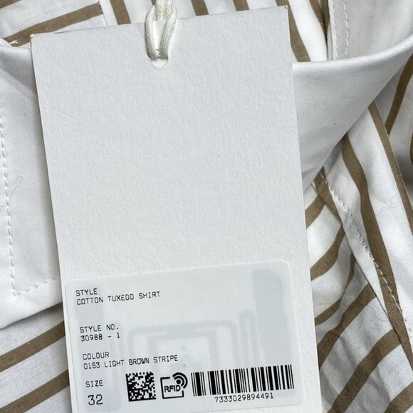 NEW FILIPPA K Women’s Tuxedo Shirt White/Light Brown Size 2 Cotton Striped - Picture 4 of 11